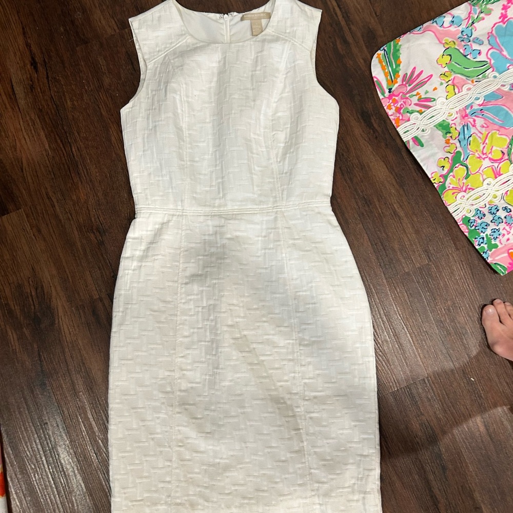 Banana Republic Textured Cream Midi Dress